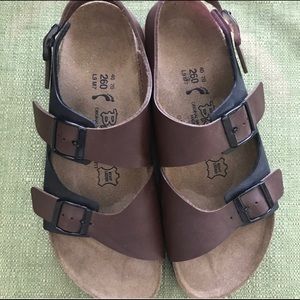 NEW! Birkenstock Black and Brown Birki Sandals